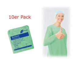 BeeSana Schutzkittel Aus PP, Zum Binden, Grün, 110x140cm, Lange Ärmel Mit Gummizug, P=10 Stück