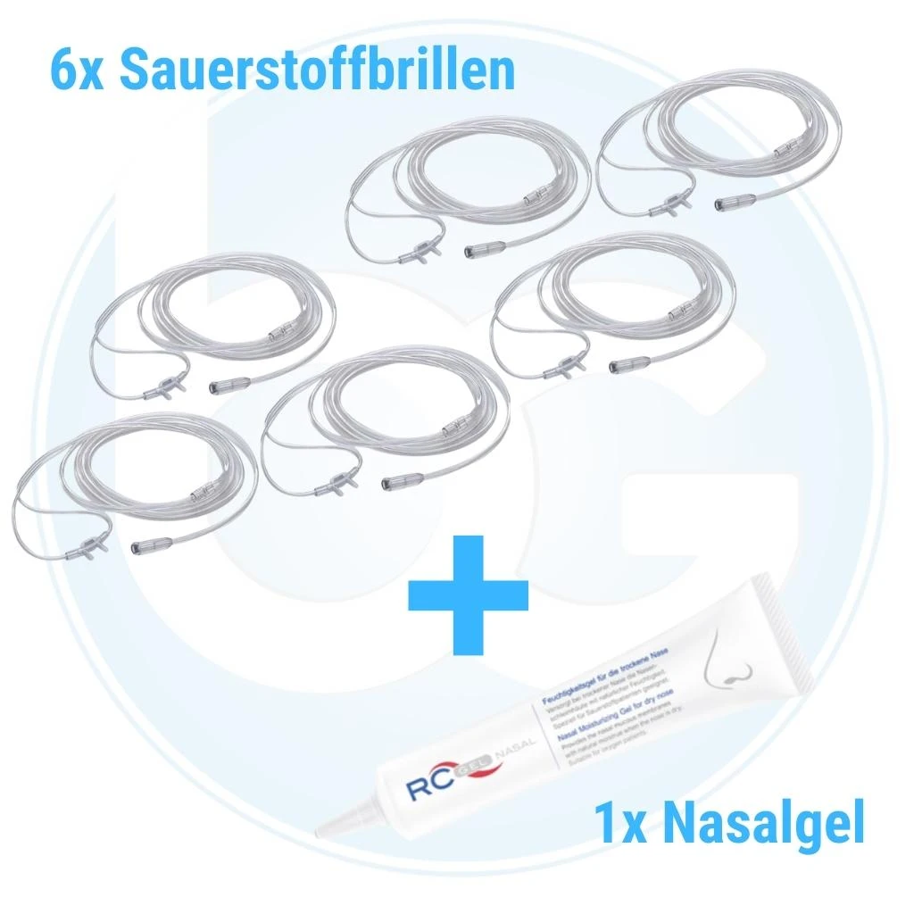 B&G 6x Sauerstoffbrille 2,10m Lang, Für Erwachsene Inkl. Nasalgel (P=20ml) 3 B&G 6x Sauerstoffbrille 2,10m Lang, Für Erwachsene Inkl. Nasalgel (P=20ml)