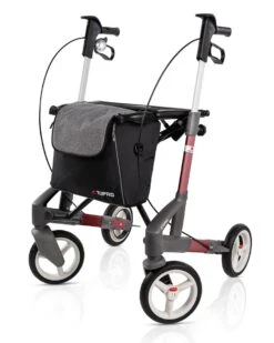 TOPRO Troja 5G Rollator, Rot, Leichtgewichtsrollator, Nur 7.8kg, Neue Modellreihe, Gr. M Für Körpergröße 150-200cm, Bis 150kg