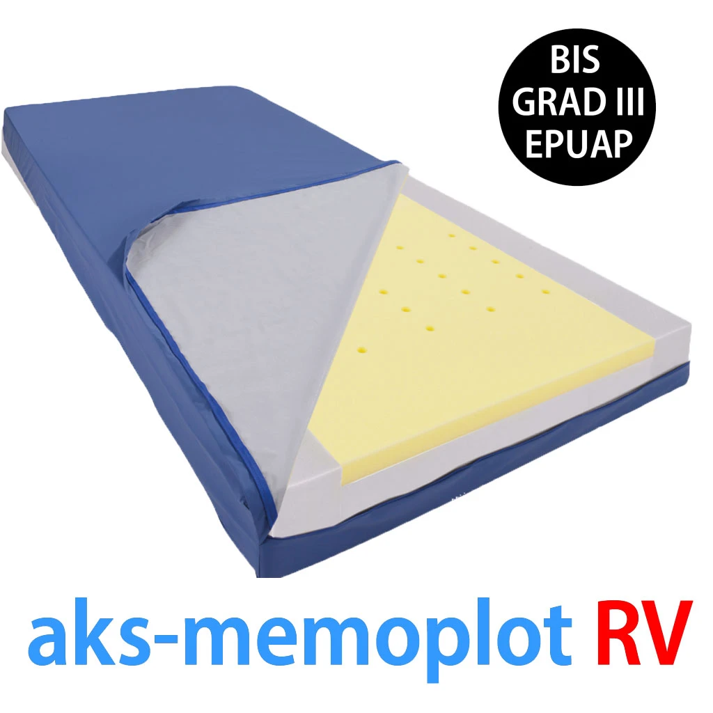 AKS Memoplot RV Matratze, Antidekubitus-Weichlagerungsmatratze, Bis Grad III, Liegefläche Visco-Schaumstoff Mit Klimaöffnungen, Zusätzlich Mit Randzonenverstärkung, Inko-air-Matratzenhülle, Bis 120kg 3 AKS Memoplot RV Matratze, Antidekubitus-Weichlagerungsmatratze, Bis Grad III, Liegefläche Visco-Schaumstoff Mit Klimaöffnungen, Zusätzlich Mit Randzonenverstärkung, Inko-air-Matratzenhülle, Bis 120kg