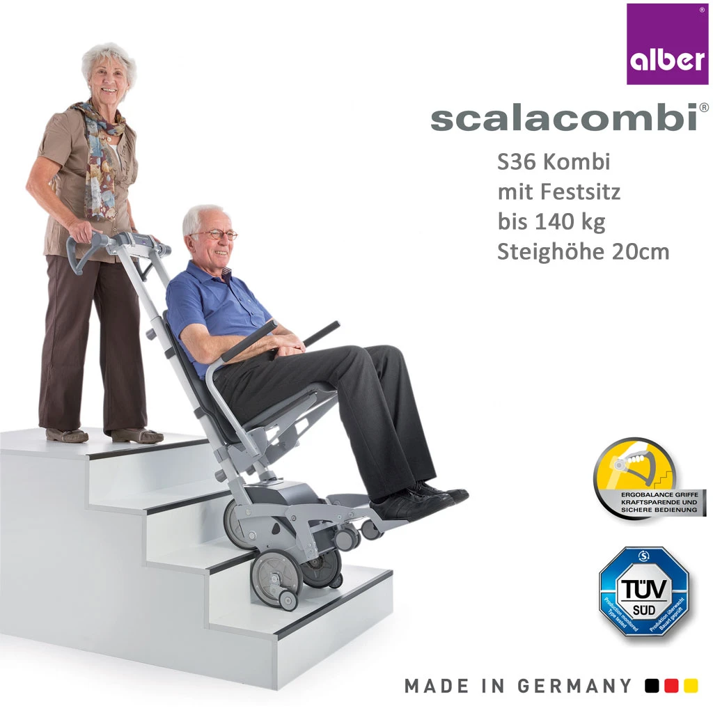Alber Scalacombi S36 Treppensteiger, Alber IQ Scalamobil-Konzept Mit Fester Sitzeinheit, Fertig Vormontiert & Fahrbereit, Bis 140 Kg, Bis 20cm Steighöhe, Inkl. Einweisung 3 Alber Scalacombi S36 Treppensteiger, Alber IQ Scalamobil-Konzept Mit Fester Sitzeinheit, Fertig Vormontiert & Fahrbereit, Bis 140 Kg, Bis 20cm Steighöhe, Inkl. Einweisung