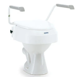 Aquatec 900 Toilettensitzerhöhung, 10cm, Mit Deckel, Mit Armlehnen, Drei Sitzhöhen (6-10-15cm) Einstellbar, Neue MDR Ausführung, Bis 120kg
