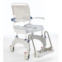 Aquatec Ocean Ergo-5 Dusch- Und Toilettenrollstuhl, HMV, 5" Räder Inkl. Feststeller, Schiebeversion, Bis 150kg, Inkl. Halter + Topf -Coloplast Verkaufsgeschäft AQU Ocean Ergo 01 1
