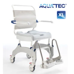Aquatec Ocean Ergo-5 XL Dusch- Und Toilettenrollstuhl, 5" Räder Inkl. Toilettenhalter, Eimer Und Softsitz, Schiebeversion, Bis 180 Kg