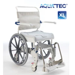 Aquatec Ocean Ergo-24 XL Dusch- Und Toilettenrollstuhl, 24" Räder, Druckbremse Fahrer, Selbstfahrerversion, Feststellbremse Lenkräder, Bis 180 Kg