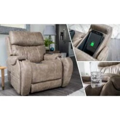 Pride VivaLift Atlas Plus Aufstehsessel, 4-motorig, Bis 170kg, Fußstützenverlängerung, Elektrische Kopfstütze, Elektrische Lendenwirbelstütze, Smartphone Ladestation (kabellos)