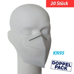 Balance 20 X KN95 Atemschutzmaske, 5-lagig GB2626-2006) Weiß, Nasenbügel, Gummibänder, P = 10 á 2 Stück Verpackt