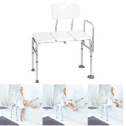 RIDDER Badewannen-Transferbank Einstiegshilfe, Bis 150kg Belastbar, Höhenverstellbar, Weiß