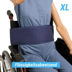 Biocare Basis Klett Rollstuhlgurt, XL Flüssigkeitsabweisend Blau, Patientensicherungssystem Im Rollstuhl, Mit Klettverschluß