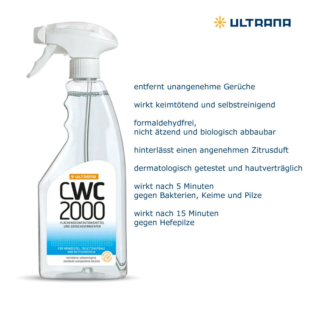 Ultrana CWC 2000 Desinfektionskonzentrat & Geruchsvernichter, Desinfektionsmittel In Der Praktischen Sprühflasche, 500ml (geringer Bestand) 3 Ultrana CWC 2000 Desinfektionskonzentrat & Geruchsvernichter, Desinfektionsmittel In Der Praktischen Sprühflasche, 500ml (geringer Bestand)