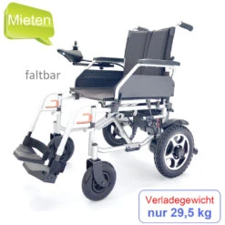 MIETEN = Campus Elektrorollstuhl, Faltbarer Rollstuhl, Reiserollstuhl, Faltrollstuhl, Rücken Klappbar, 6 Km/h, Bis 100 Kg, Kaution 500 €