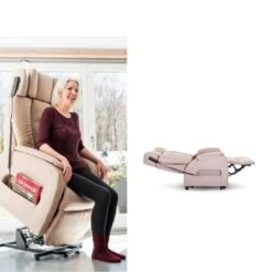 Club2 Soft Sessel, Mikrofaser Beige, Weich Gepolsterter Aufstehsessel Mit Schlaffunktion, Elektrische Verstellbar, 2-motorig, Bis 150kg