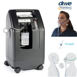 DeVilbiss Compact 525 Sauerstoffkonzentrator, Made In USA, Bis 5 L/min., Inkl. O2-Starterkit, Sauerstoffbrille, Anfeuchtbehälter, O2-Maske, Inkl. Firesafe!