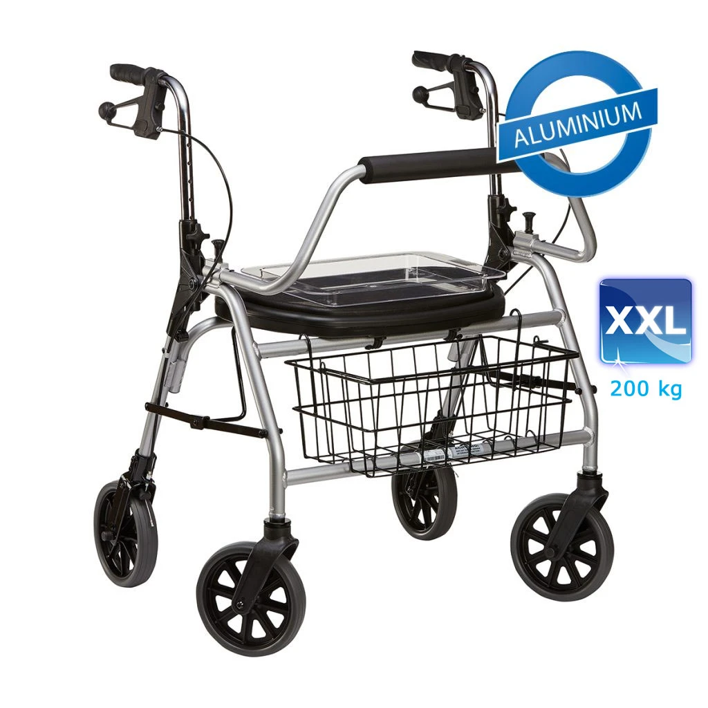 Rollator XXL 200, Sitzbreite 60cm, Alu-Leichtgewicht & Modernes Design, Rückenbügel, Korb, Softsitz, Besonders Stabil Bis 200 Kg 3 Rollator XXL 200, Sitzbreite 60cm, Alu-Leichtgewicht & Modernes Design, Rückenbügel, Korb, Softsitz, Besonders Stabil Bis 200 Kg