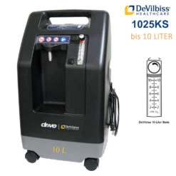 Drive DeVilbiss Compact 1025KS Sauerstoffkonzentrator, 10L Hochleistungs O2-Gerät, Für Patienten Mit Erhöhtem Sauerstoffbedarf, High-Flow Konzentrator (inkl. FireSafe & HIGH FLOW O2- Starterkit) -Coloplast Verkaufsgeschäft DVB Compact1025KS 10L