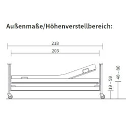 Burmeier Pflegebett Dali V2 Holz Mit Kabelbedienung, 24V-Sicherheits-Technik, Mit Holzumrandung, Holz-Liegefläche 4-geteilt, Bis 185kg Arbeitslast -Coloplast Verkaufsgeschäft Dali Bett Masse