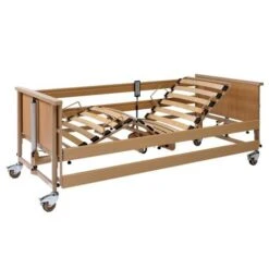 Burmeier Pflegebett Dali V2 Holz Mit Kabelbedienung, 24V-Sicherheits-Technik, Mit Holzumrandung, Holz-Liegefläche 4-geteilt, Bis 185kg Arbeitslast -Coloplast Verkaufsgeschäft Dali II