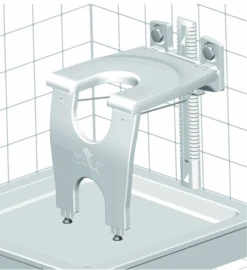 Delficare Varioporto Duschklappsitz, Ohne Bohren! Höhenverstellbar, Wand-Duschsitz, Klappbar, Bis 130kg Belastbar -Coloplast Verkaufsgeschäft Delficare 03 3