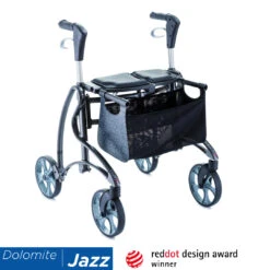 Invacare Dolomite Jazz 2 510, Rollator Leichtgewichtsrollator Nur 7,5 Kg, Sitzhöhe 55cm, Bis 150 Kg