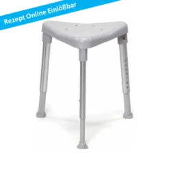 Etac Edge Duschhocker, Höhenverstellbar, Dreieckige Form, Platzsparend, Grau, Bis 130 Kg