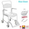 AKTION = Etac Clean 5" (M) Schiebe Dusch- Und Toilettenstuhl Aktionsset Inkl. Halterung Und Becken, 2 Arretierbare Räder, Weiss, SH49