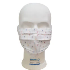 3x FMT Mund-Nasen-Maske Textil, Weiß/gepunktet, Waschbar 60°, 3-lagig, Öko-Tex, Mit Eingearbeitetem Vlies (65% Baumwolle, 35% Polyester) Mehrfach-Maske, Mit Gummiband, Marvitamed Hand Hygiene Gel 80ml, Sportbeutel Gratis -Coloplast Verkaufsgeschäft FMT neu weiss 01 1