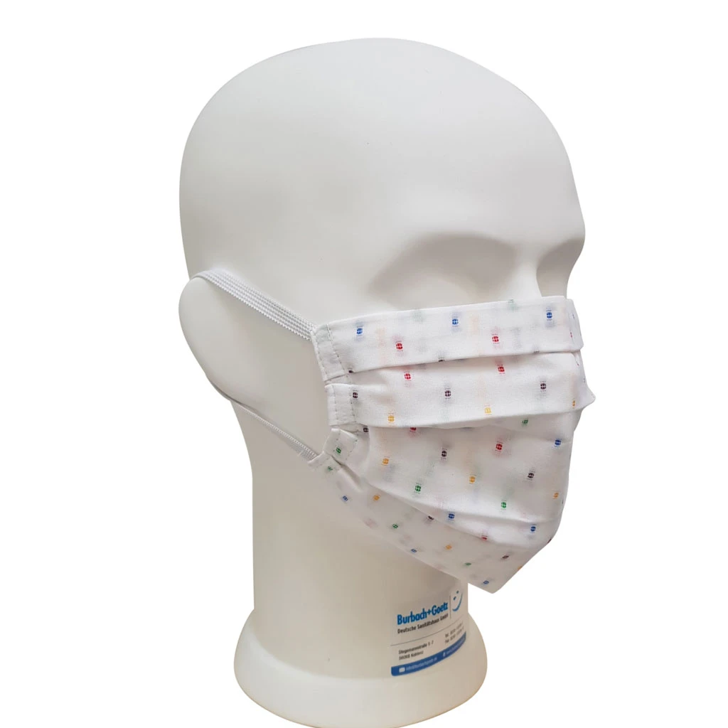 3x FMT Mund-Nasen-Maske Textil, Weiß/gepunktet, Waschbar 60°, 3-lagig, Öko-Tex, Mit Eingearbeitetem Vlies (65% Baumwolle, 35% Polyester) Mehrfach-Maske, Mit Gummiband, Marvitamed Handgel 80ml, Feuchttücher Gratis 4 3x FMT Mund-Nasen-Maske Textil, Weiß/gepunktet, Waschbar 60°, 3-lagig, Öko-Tex, Mit Eingearbeitetem Vlies (65% Baumwolle, 35% Polyester) Mehrfach-Maske, Mit Gummiband, Marvitamed Handgel 80ml, Feuchttücher Gratis – Bild 2