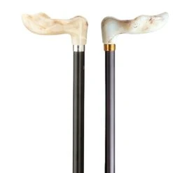 Fischerstock Marmoriert Aus Leichtmetall Von Stock-Sauer, Mit Anatomischem Handgriff (FISCHER-Griff), Verstellbar 75-100cm