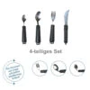FLEX Essbesteck 4-teiliges Set (Gabel, Löffel, Teelöffel, Messer) Biegsam, Dicke & Rutschsichere Griffe; Spülmaschinengeeignet -Coloplast Verkaufsgeschäft Flex 4teilig