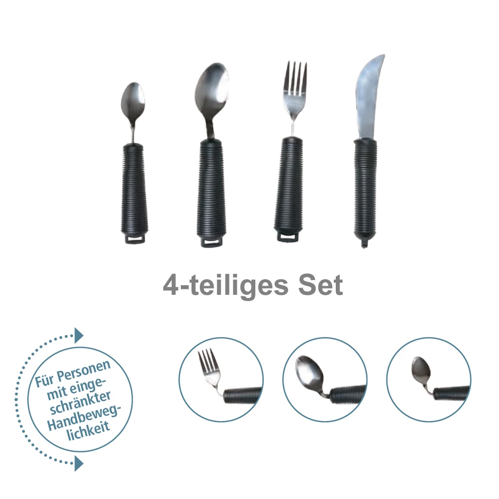 FLEX Essbesteck 4-teiliges Set (Gabel, Löffel, Teelöffel, Messer) Biegsam, Dicke & Rutschsichere Griffe; Spülmaschinengeeignet 3 FLEX Essbesteck 4-teiliges Set (Gabel, Löffel, Teelöffel, Messer) Biegsam, Dicke & Rutschsichere Griffe; Spülmaschinengeeignet