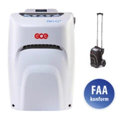 GCE ZEN-O (1 X Akku) Mobiler Sauerstoffkonzentrator, Mit Atemzugflow- Und Konstantflow Bis Zu 2 L/min., Komplettset Mit Tasche, Caddy, 1x12V Zellenakku, Netzkabel, 12V Adapter