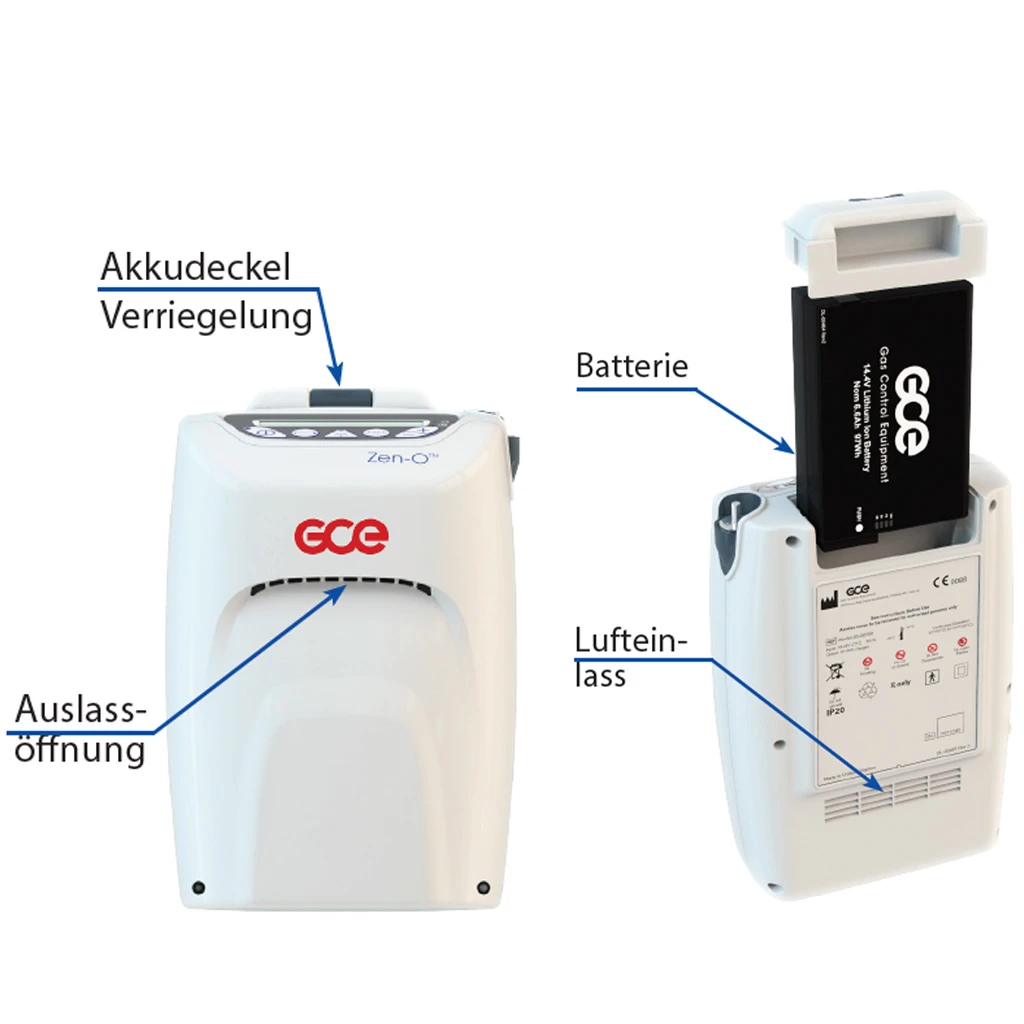 GCE ZEN-O (1 X Akku) Mobiler Sauerstoffkonzentrator, Mit Atemzugflow- Und Konstantflow Bis Zu 2 L/min., Komplettset Mit Tasche, Caddy, 1x12V Zellenakku, Netzkabel, 12V Adapter 8 GCE ZEN-O (1 X Akku) Mobiler Sauerstoffkonzentrator, Mit Atemzugflow- Und Konstantflow Bis Zu 2 L/min., Komplettset Mit Tasche, Caddy, 1x12V Zellenakku, Netzkabel, 12V Adapter – Bild 6