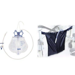 Diskretionsset: 1 X CareFlow Bettbeutel Steril 2000ml 120cm, Inkl. 1x Urinbeuteltasche Schwarz Inkl. Kletthalterung Für Rollstühle