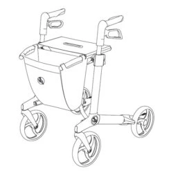 Sunrise Medical Gemino Rollator 30 Midnight Blue, Leichtgewicht-Rollator, Testsieger Edition Blau -Coloplast Verkaufsgeschäft Gemino Skizze 2 3