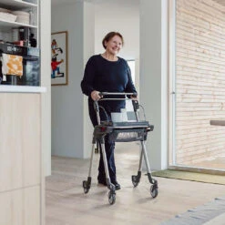 TOPRO Hestia Grey Wohnraumrollator, Stylischer Gehwagen Für Zu Hause, Platzsparender Zusammenfaltbarer Indoor-Rollator, Nur 6.9kg