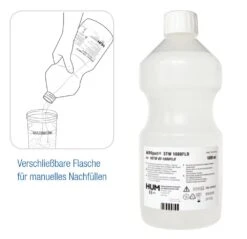 Aeropart Steriles Wasser, Sterilwasser Für Die Inhalation & O2-Atemgasbefeuchtung Sauerstoff (6 X 1000ml) STW 1000 FLD + Gratis ElinaMed 2in1 50ml Desinfektionsspray -Coloplast Verkaufsgeschäft HUM STW1000FLD Flasche