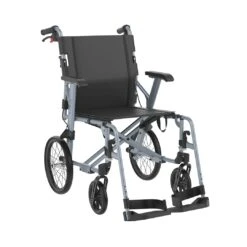 ICON 35 Ultra Lite BX-45-14 Rollstuhl, Schiebeversion 14"-Räder, Leichtgewichts-Transportrollstuhl Aus Aluminium, SB45cm, Inkl. Druckbremse, Inkl. Begleiterbremse, Inkl. Kippstützen, Ab 8.2kg