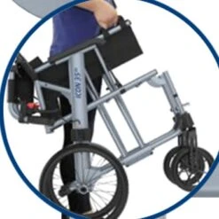 ICON 35 Ultra Lite BX-45-14 Rollstuhl, Schiebeversion 14"-Räder, Leichtgewichts-Transportrollstuhl Aus Aluminium, SB45cm, Inkl. Druckbremse, Inkl. Begleiterbremse, Inkl. Kippstützen, Ab 8.2kg -Coloplast Verkaufsgeschäft ICON 35 tragen 2