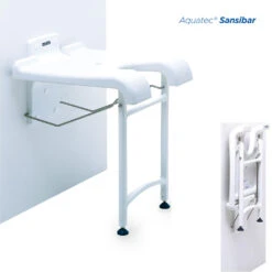 Invacare-Aquatec Sansibar Duschklappsitz, Duschsitz Zur Wandmontage, Mit Stützfüßen & Hygienausschnitt, Bis 130kg