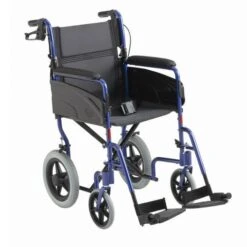 Invacare Alu Lite Reise-Rollstuhl, Basis-Transitrollstuhl Aus Aluminium, Bremse Für Begleitperson, Faltbarer Rücken, Schwenkbare Fußstützen, Faltbarer Kreuzrahmen, Beckengurt, Bis 100kg
