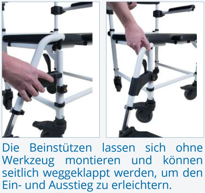 Mobilex Kakadu Schiebe-Dusch- & Toilettenrollstuhl 5"-Räder, Aluminium, HMV, In Small (130kg), Standard (150kg), Breit (150kg) Oder XL (200kg), Inkl. Eimer Mit Deckel 6 Mobilex Kakadu Schiebe-Dusch- & Toilettenrollstuhl 5"-Räder, Aluminium, HMV, In Small (130kg), Standard (150kg), Breit (150kg) Oder XL (200kg), Inkl. Eimer Mit Deckel – Bild 4