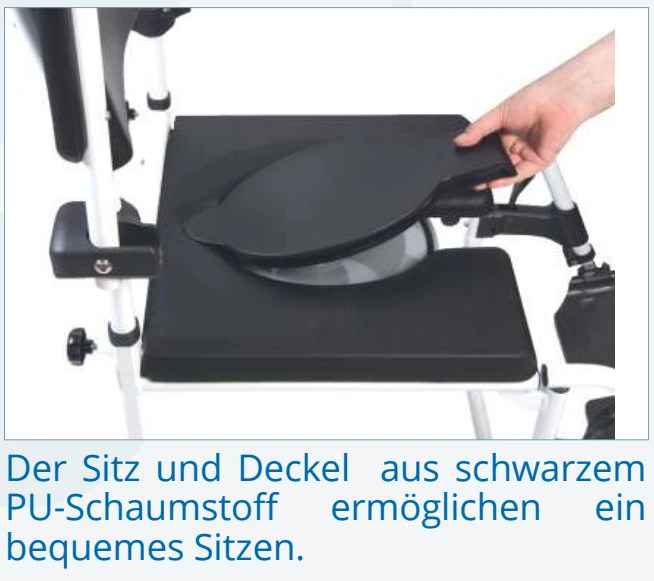 Mobilex Kakadu Schiebe-Dusch- & Toilettenrollstuhl 5"-Räder, Aluminium, HMV, In Small (130kg), Standard (150kg), Breit (150kg) Oder XL (200kg), Inkl. Eimer Mit Deckel 4 Mobilex Kakadu Schiebe-Dusch- & Toilettenrollstuhl 5"-Räder, Aluminium, HMV, In Small (130kg), Standard (150kg), Breit (150kg) Oder XL (200kg), Inkl. Eimer Mit Deckel – Bild 2