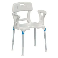 Laguna Duschstuhl Mit Rückenlehne + Armlehnen, HMV, Inkl. Hygieneausschnitt, Schickes Design, 7-fach Höhenverstellbar, Bis 150kg