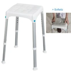 Laguna Duschhocker Eckig Inkl. Softsitz, Höhenverstellbar, Sitzfläche 30.5 X 30.5cm, Höhenverstellbar 39–54cm, Bis 150kg