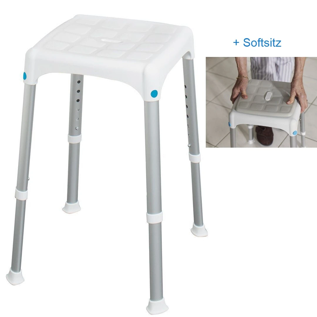 Laguna Duschhocker Eckig Inkl. Softsitz, Höhenverstellbar, Sitzfläche 30.5 X 30.5cm, Höhenverstellbar 39–54cm, Bis 150kg 3 Laguna Duschhocker Eckig Inkl. Softsitz, Höhenverstellbar, Sitzfläche 30.5 X 30.5cm, Höhenverstellbar 39–54cm, Bis 150kg