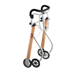 Hausrollator Schmal, Wendig Und Schick, Let´s Go Indoor Rollator, Holzdesign Edition, Inkl. Stoffkorb, Bis 100kg -Coloplast Verkaufsgeschäft Lets go gefaltet 2