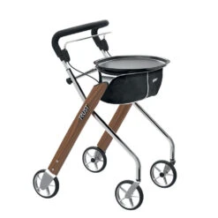 Rollator Let's Dream, Wohnraumgehwagen, Holzdekor, Nur 55 Cm Breit, Nur 6.5kg, Durchgängiger Hand- Und Bremsgriff, Tablett/Servierwagenfunktion