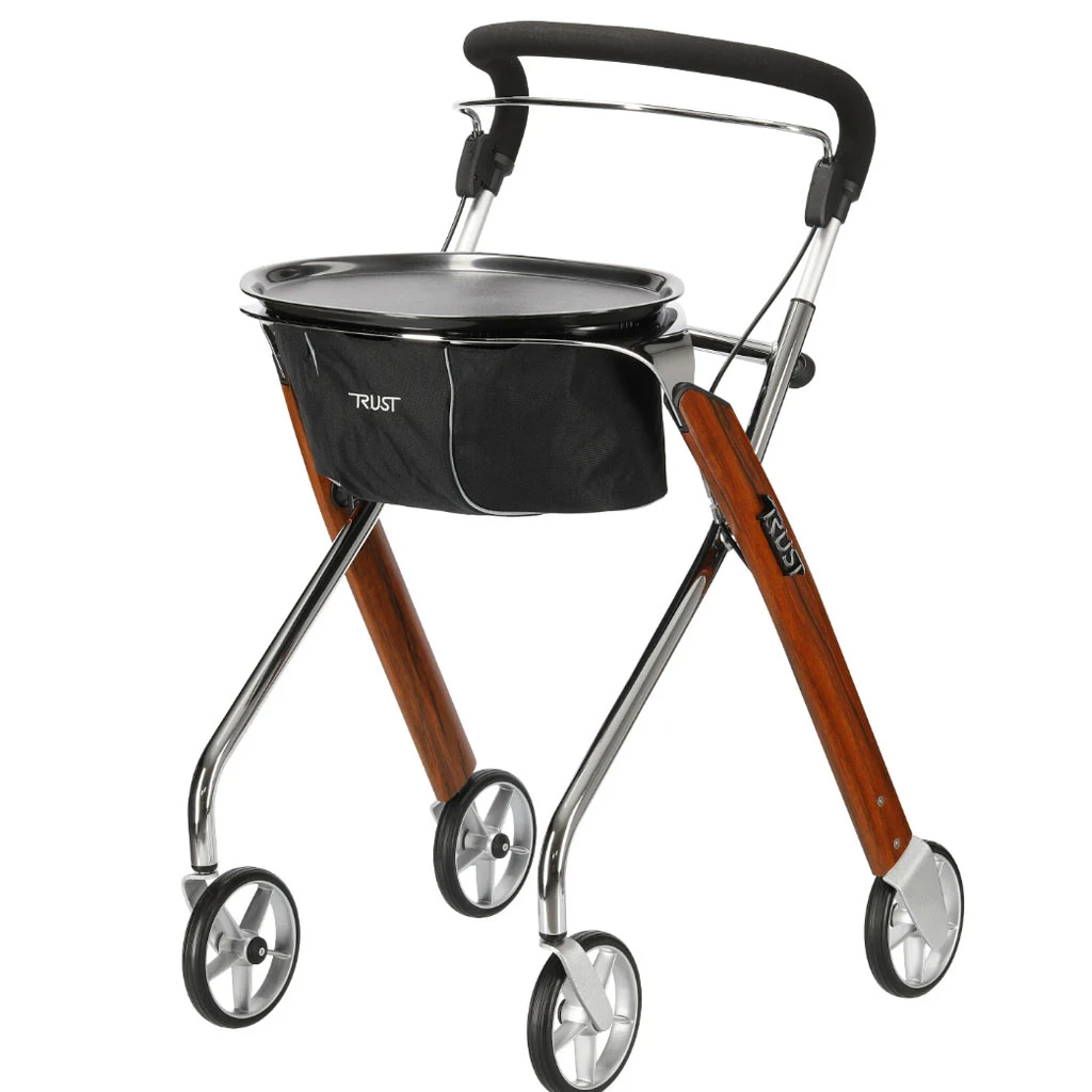 Rollator Let's Dream, Wohnraumgehwagen, Holzdekor, Nur 55 Cm Breit, Nur 6.5kg, Durchgängiger Hand- Und Bremsgriff, Tablett/Servierwagenfunktion 4 Rollator Let's Dream, Wohnraumgehwagen, Holzdekor, Nur 55 Cm Breit, Nur 6.5kg, Durchgängiger Hand- Und Bremsgriff, Tablett/Servierwagenfunktion – Bild 2