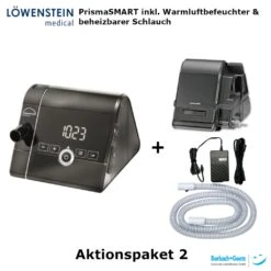 Löwenstein Prisma SMART APAP Gerät Mit SoftPAP Mit Zwei APAP-Dynamiken, Schlafapnoetherapiegerät - Aktionspaket 2 (inkl. Warmluftbefeuchter & Beheizbarer Schlauch)