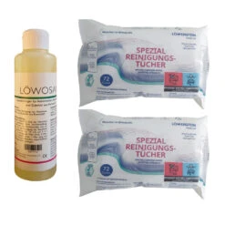 CPAP-Reinigungsset 1x Löwosan + 2x Reinigungstücher Neutral, CPAP Masken Spezialreiniger (250ml) + Spezial-Reinigungstücher (je 72 Stück)